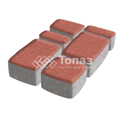 Тротуарная плитка Классико, красная на камне, 6 см