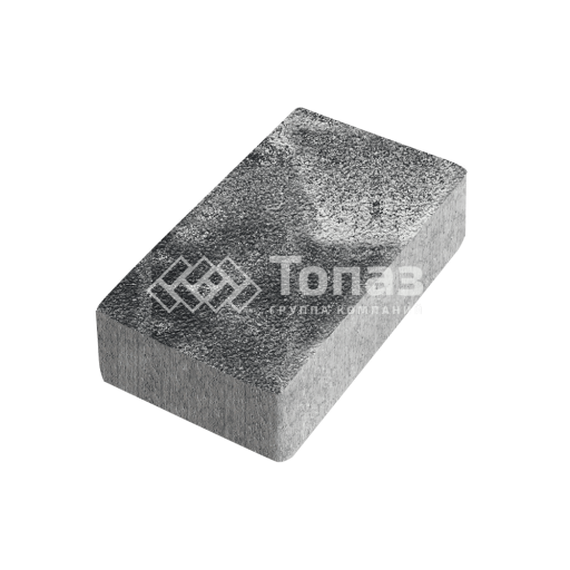 Тротуарная плитка Брусчатка, черно-белая на камне, 6 см