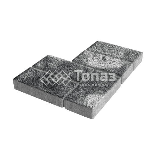 Тротуарная плитка Брусчатка, черно-белая на камне, 6 см