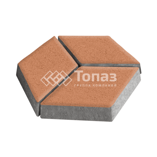 Тротуарная плитка Ромб, оранжевая, 6 см