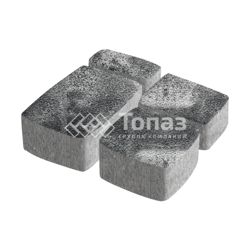 Тротуарная плитка Классико, черно-белая на камне, 4 см