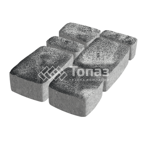 Тротуарная плитка Классико, черно-белая на камне, 4 см