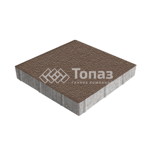 Тротуарная плитка Квадрат 300х300х60, коричневая на камне