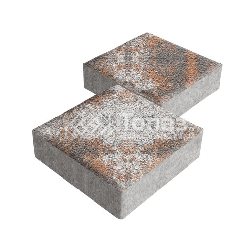 Тротуарная плитка Квадрат 200х200х60, агат оранжевый на камне