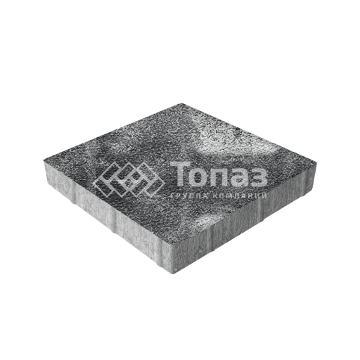 Тротуарная плитка Квадрат 400х400х60, черно-белая на камне