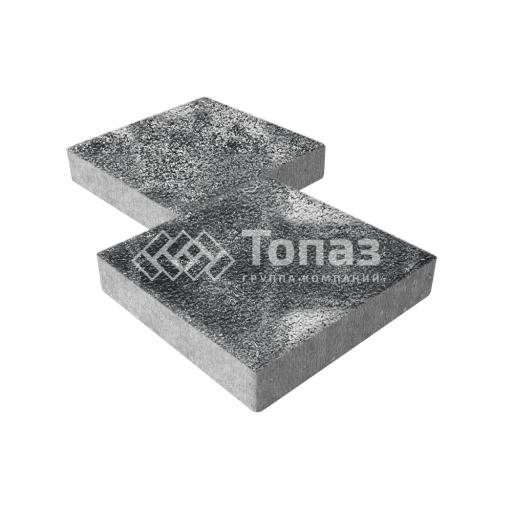 Тротуарная плитка Квадрат 400х400х60, черно-белая на камне